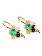Earrings Emerald 14K Yellow gold Vintage Jewlery vec028y